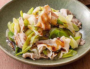 ねぎと豚肉のフライパン蒸し