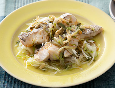 たらとねぎのザーサイ蒸し