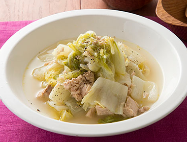 白菜とツナのオイル蒸し煮